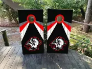 WATERPROOF Buffalo Sabres Cornhole Board Wraps Laminated Decals - Design 11