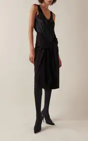 [Balenciaga] Hybrid Lace-Trimmed Silk Midi Slip Dress