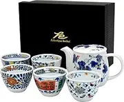 Ceramic Indigo, Ancient Romance, 5 Guest Pot Teaware in 5 Colors, Size (W x D x H): 11.0 x 7.9 inches (28 x 20 x 10.5 x 10.5 x 41052 mm)