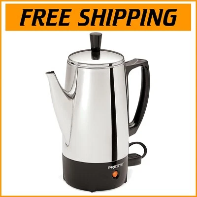 Luxury Stainless Steel 6-Cup Coffee Percolator with Automatic Keep-Warm
