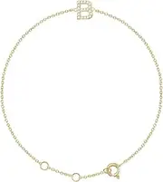 [JewelryWeb] 14k Yellow Gold B Polished .07 Dwt Diamond 6 18 Centimeters Letter Name Personalized Monogram Initial Bracelet Link-Bracelet for Women