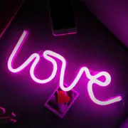 Pink Love Love Heart LED Neon Sign Night Light Wall Bar Lamp Party Wedding X'mas USB DecAU