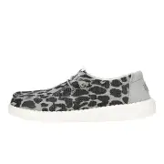 Hey Dude Wendy Leopard Sparkle Women's Casual Shoes, Black/Grey, W9