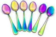 Renohef Rainbow Coffee Spoons,Stainless Steel Colorful Plated Mini Spoon,Tea Spoon,Ice Cream Spoon,Dessert Teaspoon Fruit Scoop Colorful Flatware Wedding Dinnerware Cutlery,Set of 6 (Sharp)