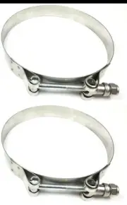 2 MVP SAE 28 All 300 Stainless T Bolt 1-1/2" Hose Clamps: Range 1-3/4" - 2"