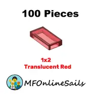 **NEW** 100x Genuine LEGO 1x2 Tiles - Translucent Dark Red - 3069b Bulk Trans