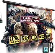100" Motorized Projector Screen - Indoor and Outdoor Movies Screen 100 inch Electric 16:9 Projector Screen W/Remote Control
