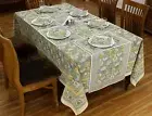 Floral Block Printed Table Cloth Dining Table Napkins With Mats