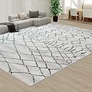 Black Grey Style Pattern Floor Area Abstract Rug Modern Large Carpet (185x185cm)