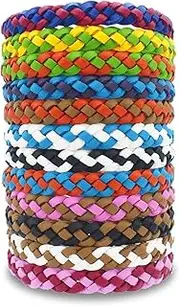 12 Pack Mosquito Repellent Bracelets, Individually Wrapped PU Leather Mixed Color Insect Bug Repellent Wrist Bands for Kids Adults Outdoor Camping Fishing Traveling