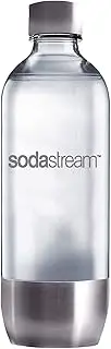 1 Liter PET Bottle with Stainless Steel Base and lid - can be Used universally in SodaStream Water Bubbler with Plastic Bottle BPA Free