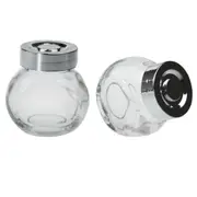 24 x MINI CLEAR GLASS SPICE JAR JARS WITH SILVER LIDS 50ML KITCHEN STORAGE PARTY