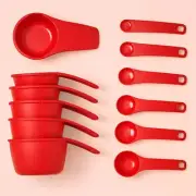 NEW Red Tupperware Measuring Mates / Cups / Spoons Set Of 12