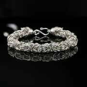 Byzantine Chain Bracelet with S-Hook Clasp in Sterling Silver, 8.75 INCH, Unisex
