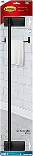 Command Bath Matte Black Towel Bar with Water Resistant Command Strips, Bathroom Organizer, 24 in Bar Length Holds up to 10 lbs