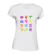Zodiac Horoscope Astrological Sign White Female Ladies Women T Shirt Tee Top