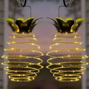 SOWAZ 2 Pack Outdoor Solar Lights Hanging Decorative Pineapple
