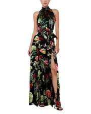 Alice and Olivia Dita Smocked Neck Godet Maxi Dress