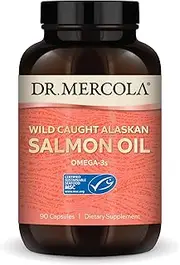 Dr. Mercola, Wild Caught Alaskan Salmon Oil, 30 Servings (90 Capsules), Made with Fresh, Wild Caught Alaskan Sockeye Salmon, Non GMO, Soy-Free, Gluten Free