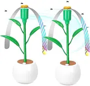 Fly Fans for Tables, Fly Repellent Fans Indoor Outdoor Food Fans Keep Flies Away, Fly Spinner Table Top with Holographic Blades, Bug Fans for Picnic, Party, BBQ (White, 2 Pack)