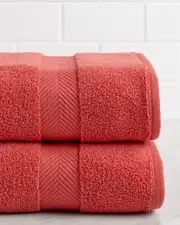 Superior Highly Absorbent Zero Twist 2pc Bath Cotton Towel Set