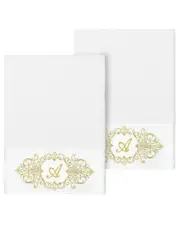 Linum Home Textiles Set of Two 100% Turkish Cotton Monogram Embellished Bath Towels