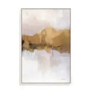 Artey | Golden Abstract - Framed Canvas - White - 100 x 150cm