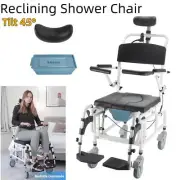 Mobile Adjustable Shower Toilet Commode Wheelchair Over Toilet Bedside Elderly