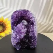 721g EX-Grade Natural Amethyst Geode Cave Crystal with Sugar Calcite -Gift Decor