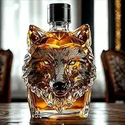 Animal Glasses Whiskey Decanter, New Glass Animal Whiskey Decanter, Vintage Wolf Themed Whiskey Bottle for Home Party