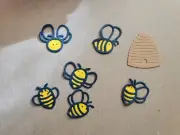 6 Bumble Bees & hive Die Cut Cardstock Scrapbook
