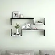 Floating Wall Shelves Engineered Wood, Black Shelves for Wall Decor, 2 pcs, 100x15x20 cm, Shelf for Living Room, Oak Hanging Ledge