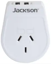 Jackson Outbound Travel Adaptor USA, UK or EU plugs incl. 2xUSB-A