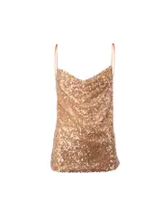 Beige Sequin Tank Top