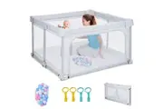Giantex Baby Playpen Interactive Activity Center Kids Safety Gate w/Balls & Pull Rings Grey