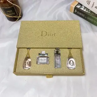 Dior 迪奧 四件套Q版香水 金盒 淡香真我 甜心 粉魅惑 濃香真我 女士香水 香水禮盒 小香水5mlx4 生日禮物