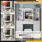 White Dressing Table & Stool and LED Lighted Makeup Mirror 3 Light Colors