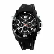 NEW Gianello GNL7704BK Men's Basillious Day/Date GMT Black Silicone Black Watch