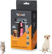 (Short) Refuresh Deshedding Brush Pink &Med | Refresh Short & Medium Hair Deshedding Tool Pet Hair Remover & Grooming Brush for Dog & Cat | Effective Dog Brush for Shedding | Refresh Deshed Brush