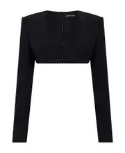 plunging-neck crop top 8,10 Black