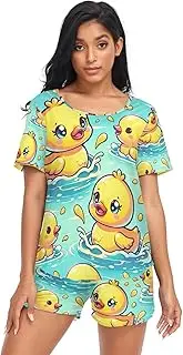 [RPLIFE] Cute Ducks Blue Ladies Sleepwear Sets, Matching Lounge Sets Women, Cute Ducks Blue, X-Large
