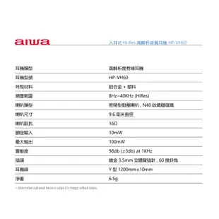 AIWA 愛華 Hi-Res 入耳式高解析音質耳機 HP-VH60 (黑/紅/粉/綠 4色)