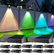 Brizled 12 Pack Solar Fence Lights, RGB + Warm White + Cool White Outdoor Sol...