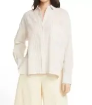 Vince Womens Button Up Dress Shirt stretch Striped Top Blouse Oak Sz XS