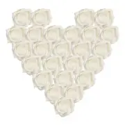 25Pcs Glitter Roses, Foam Artificial Flowers Roses Heads with Stem, White