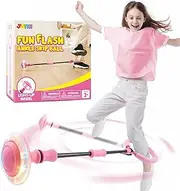 JOYIN Pink Ankle Skip Ball with Flashing Lights, Skip Toy for Kids Indoor & Outdoor, Flashing Swing Ball Foldable Sports Toy, Birthday Gifts Kids 3 4 5 +