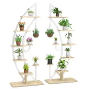 Costway 2PCS 6-Tier Metal Display Shelf Bookshelf Storage Units - White