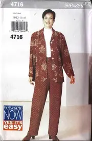 UNCUT Vintage Butterick Sewing Pattern Misses Easy Jacket Pants See & Sew 4716