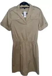 Brooks Brothers Shirt Dress Size 2 Safari Trench Inspired Tan Khaki Beige NWT!