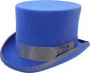 Hand Made Wool Top Hat Satin Lined Small To Xxl- Blue XL